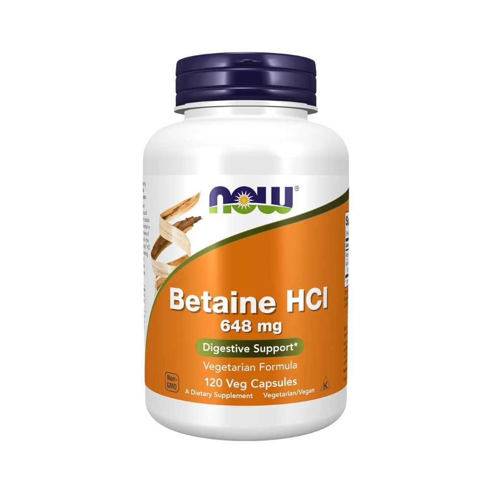 Betaine HCL with Pepsin 648mg 120 Capsules – NOW