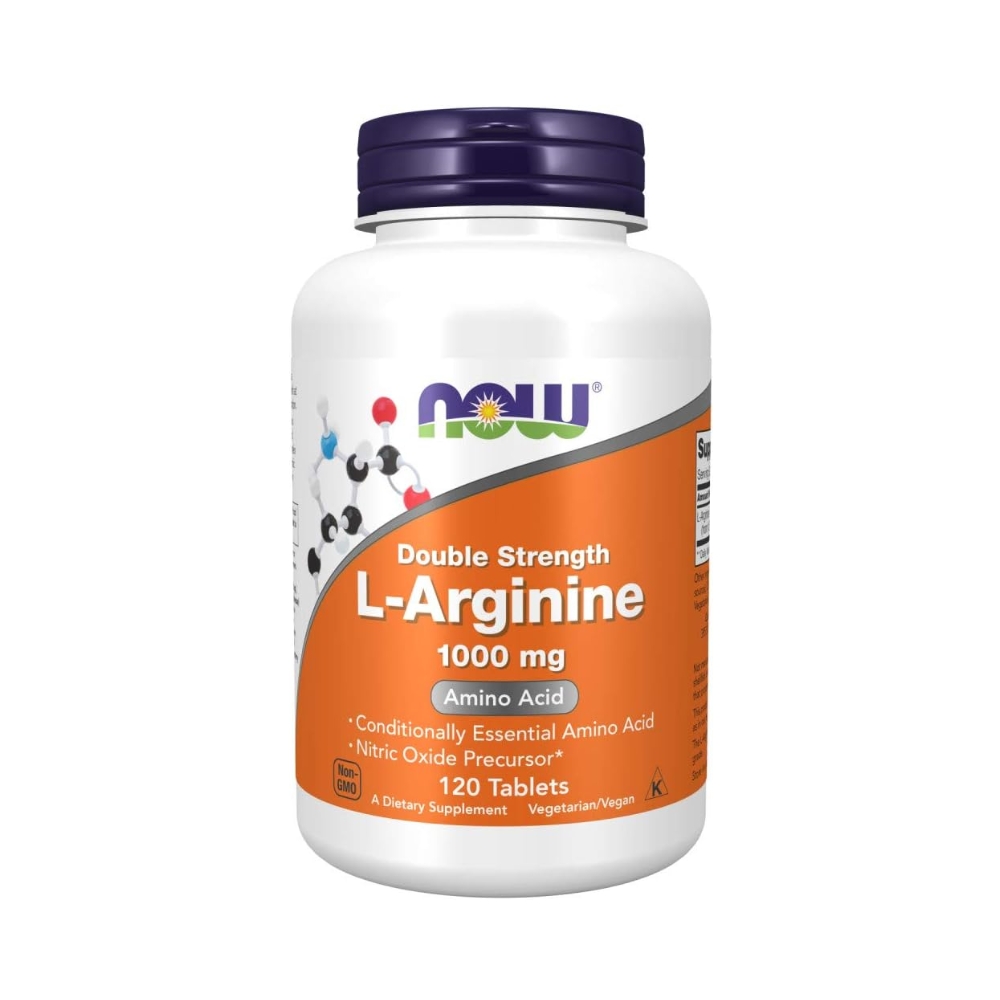 L-Arginine Double Strength 1000mg 120 Capsules – NOW
