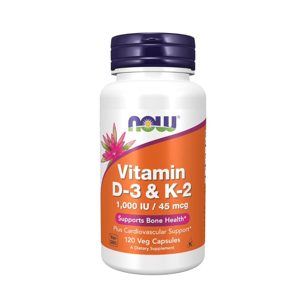 Vitamin D3 + K2 MK-4 1000 IU 120 Capsules – NOW