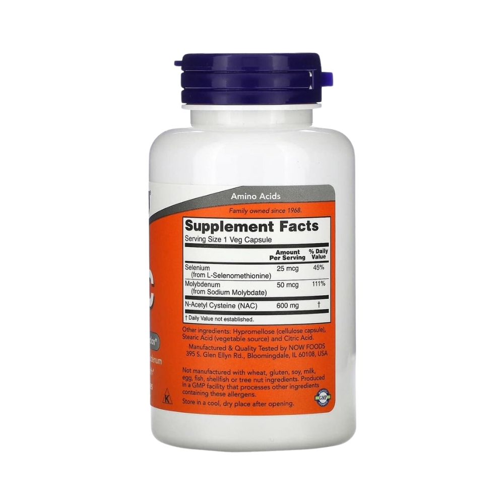 NAC N-ACETIL CISTEINA - 100 Cápsulas 600mg - NOW - Imagem 2