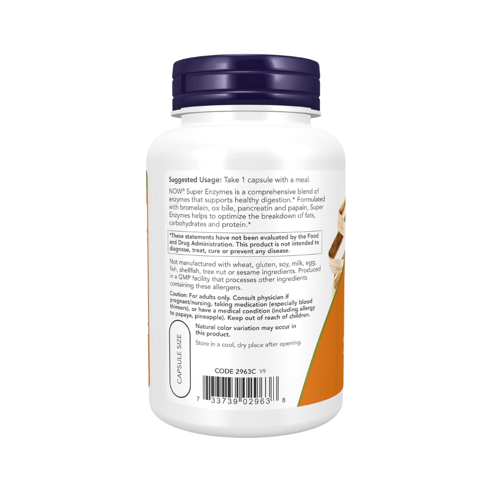 SUPER ENZIMAS COM BETAINA HCL -  90 Capsulas- NOW - Imagem 3